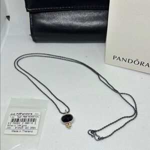 Pandora 2T Onyx Pendant with 3 Diamonds
